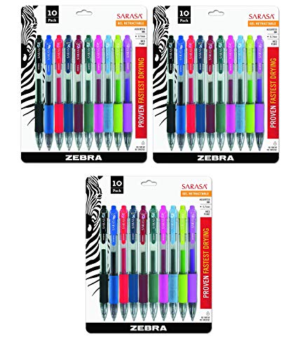 Bolígrafos Zebra Sarasa Retráctiles Gel Tinta Multicolor Pack 30 miniatura 1