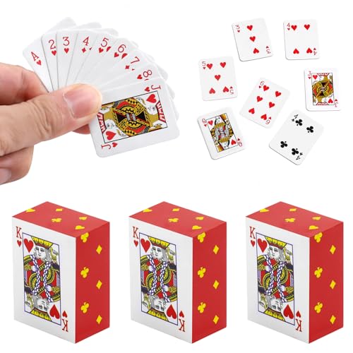 Clofiak 3Pcs Decks Mini Playing Cards Travel Game Poker Cards