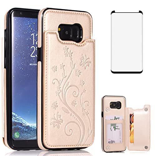 Étui de protection Samsung Galaxy S8 en cuir haut de gamme et verre blindé