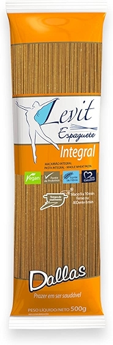 Macarrão Espaguete Integral Levit 500G, Dallas Alimentos, Massa Espaguete De Sêmola Integral Pasta Spaghetti Integrali, Laranja, Sem Colesterol, Vegano, Fonte de Proteínas E Fibras, Alimentação Integr