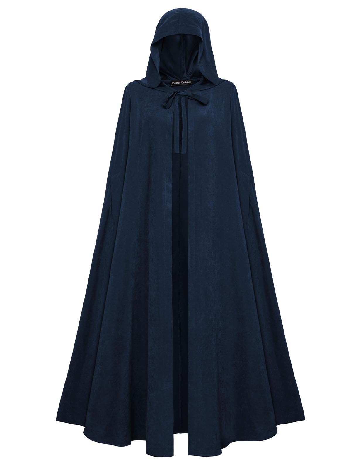 Scarlet Darkness Women Renaissance Hooded Cape Medieval Cloak Hobbit Halloween Costume, Midnight Navy, One Size