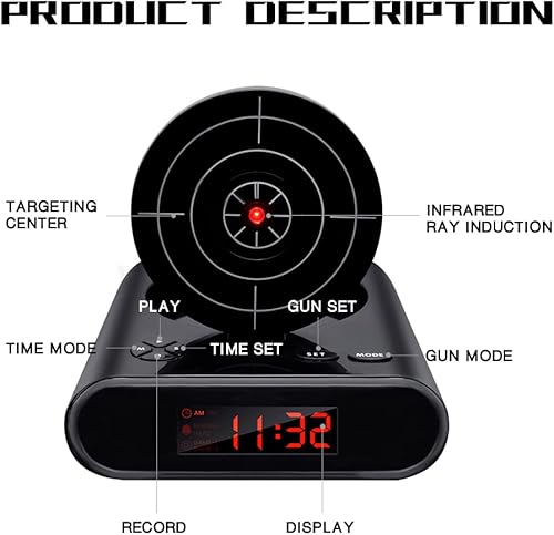 Miniatura 7 de Lock N' Load Gun DespertadorObjetivo DespertadorReloj Creativo - Negro
