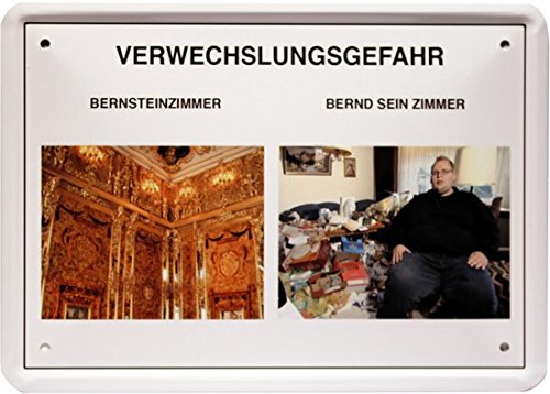 Tin Sign 15 x 21 cm with 'Design Confusion Amber Room Funny Saying MJ 215, Colourful, standard size