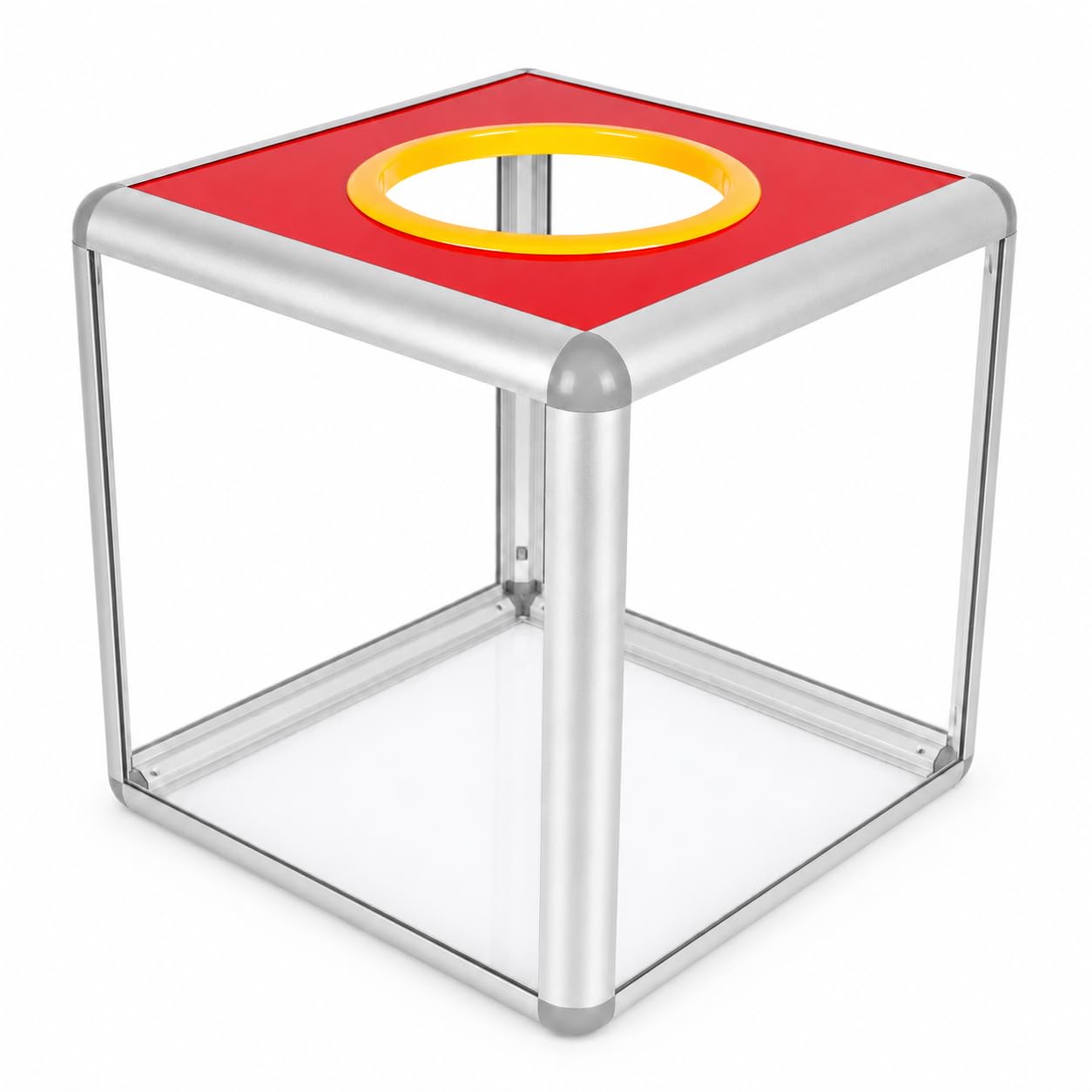 Cuwrlirht Transparent Raffle Tickets Box, 20cm Clear Acrylic Lucky Dip Suggestion Ballot Container with Aluminium Frame for Events Collections, Voting & Fundraising, Tickets and Wedding