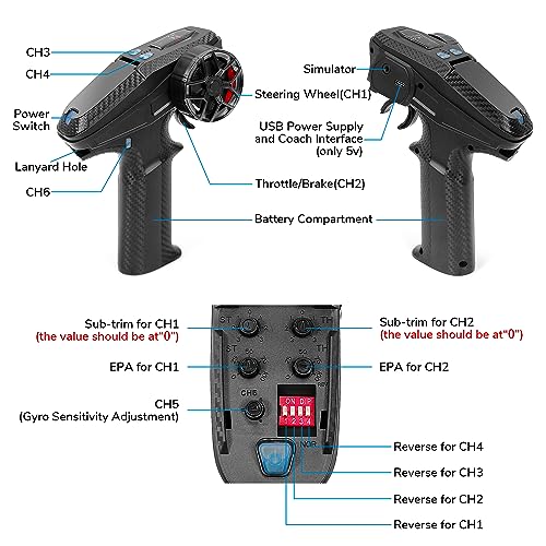 DUMBORC X6PM-350 2.4GHz 6CH Mini RC Radio Transmitter with X6FG Gyro Receiver with Low Voltage Alarm & Fail-Safe Function Mixed Mode for RC Vehicle Car Boat Tank Model Parts Portable Remote Controller - Image 3