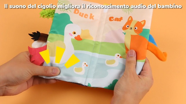 TLHWIN Libro In Tessuto Con 6 Pagine Interattive - Libro Per Bambini  0 18 Mesi Con Pellicola Scoppiettante Coda Di Peluche 3d E Cigolii Sicuro Lavabile E Adatto Al Passeggino