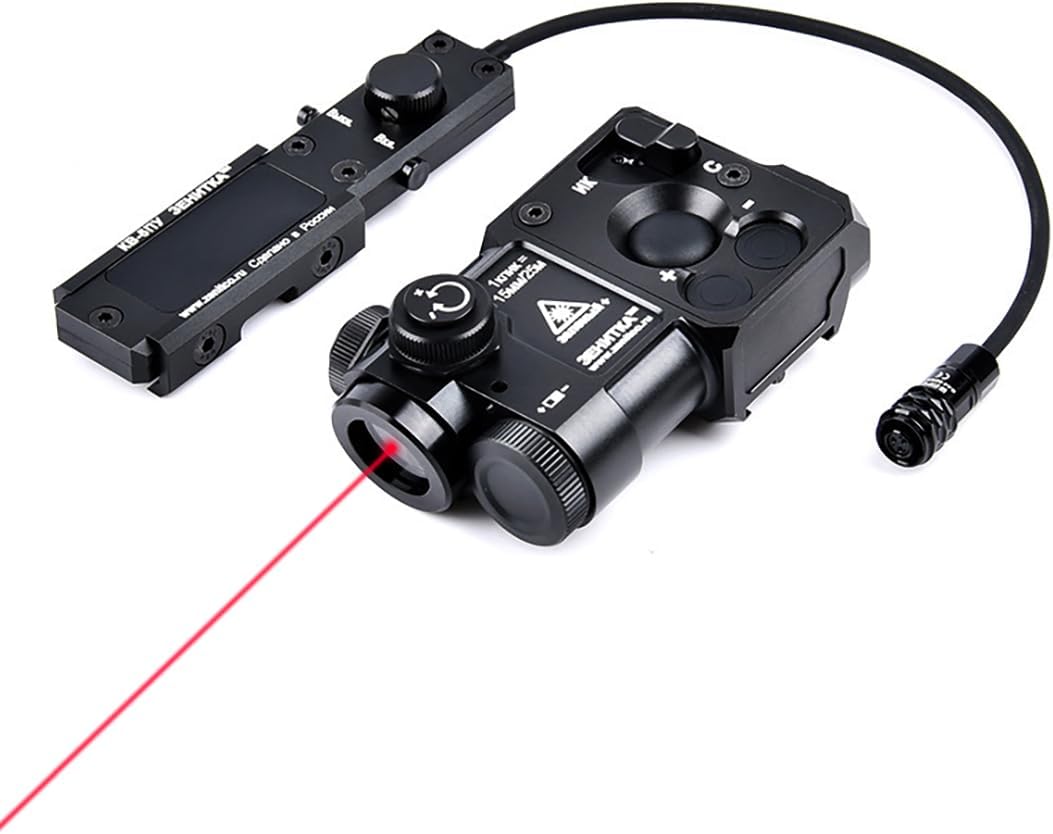 Metal PT-4 Box Laser Sights，With IR Laser + Red Laser Sight，4-Level Laser Brightness，With Pressure Switch，For 20mm Rail (Red Laser)