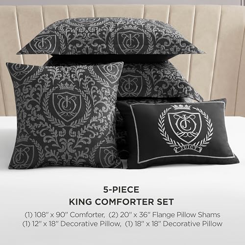 Image of Juicy Couture Dovona Bedding Set 5-Piece King Comforter Set, Black
