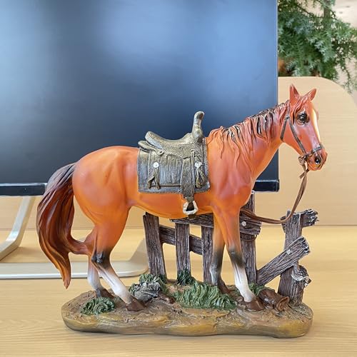 Estatua Decorativa de Caballo de Resina Western Marrón miniatura 3