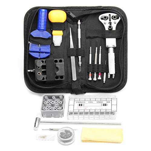 RENCALO 380 Piezas de reparación de Relojes, Kit de Herramientas, Caja Trasera, Correa, abridor de Correa, removedor, Resorte, pasadores, Barras