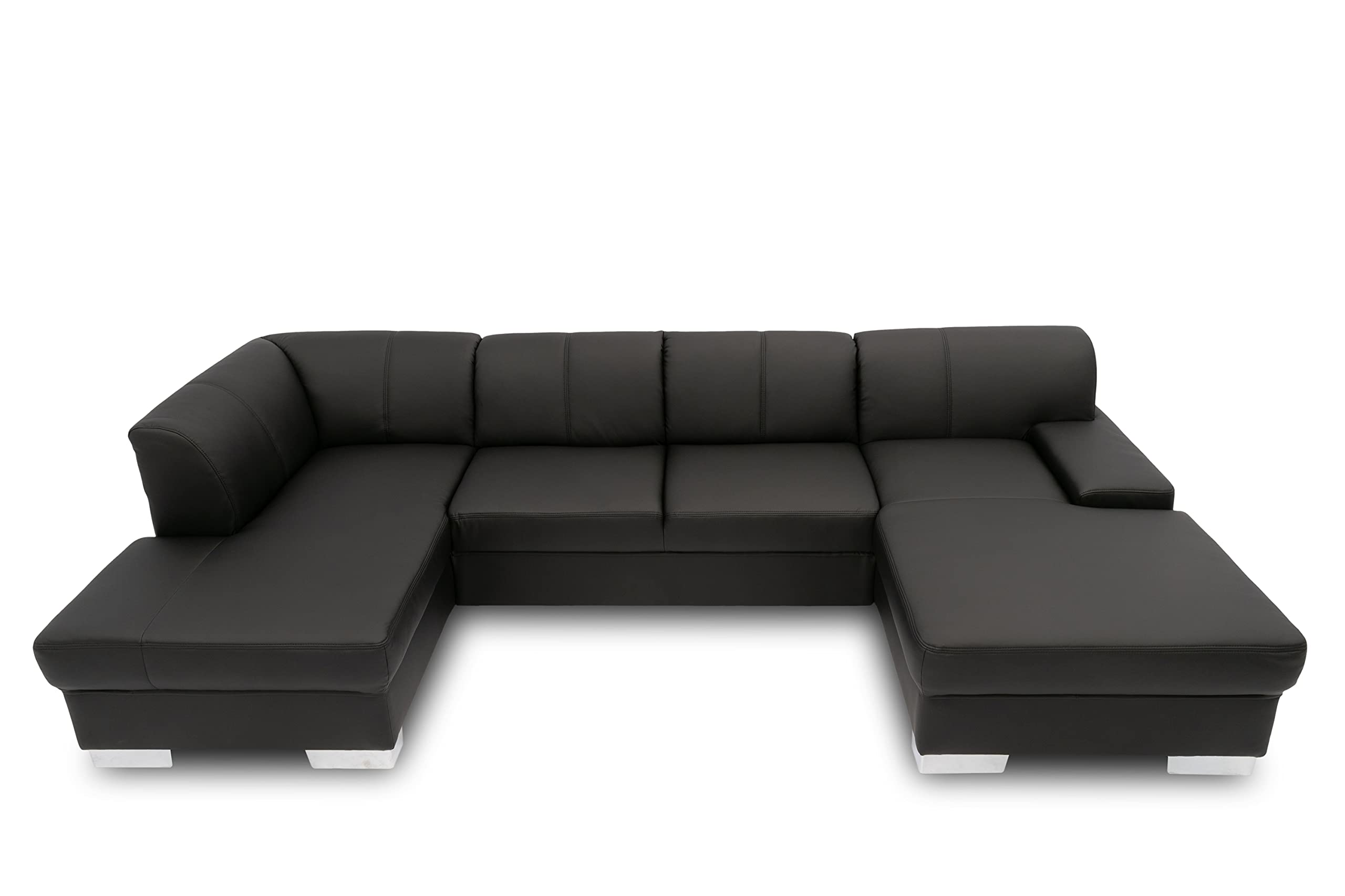 DOMO. collection Wohnlandschaft Star, Sofa in U-Form, Longchair rechts, Couch in Kunstleder, 304 x 150 x 150 cm (BxTxH), schwarz