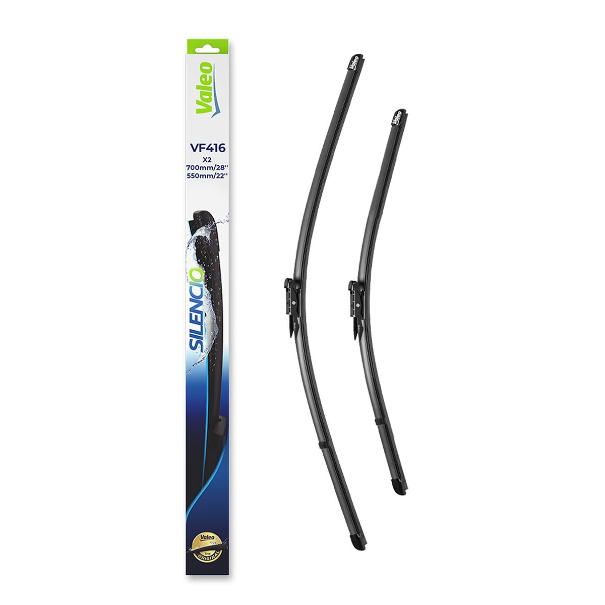 VALEO Silencio Wycieraczki - VF416 - Zestaw Wydajnych, Zapewniajacych Doskonala Widocznosc na Drodze, latwych w Montazu Oryginalnych Plaskich Wycieraczek 700mm/550mm - Przód - Zestaw 2 szt. - 574329