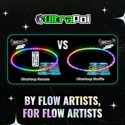 UltraHoop Remote LED Hoop - Wireless Control 60 Color Changing LED Lights w/ 300+ Modes & Patterns - Rechargeable Battery, HDPE Collapsible, Advanced to Beginner Hoola Hoops - 26” x 5/8\" OD - UltraPoi
