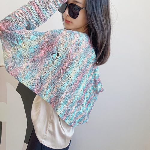 Womens Knitted Shawls, Summer Hollow-Out Knit Wrap for Women,Vintage Hollow Out Crochet Cardigan Shawl4