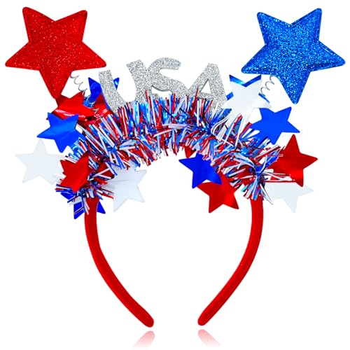 yfstyle USA 4th of July Red White Blue Headband 250th Anniversary Independent Day Gifts Patriotic Accessories for Women USA