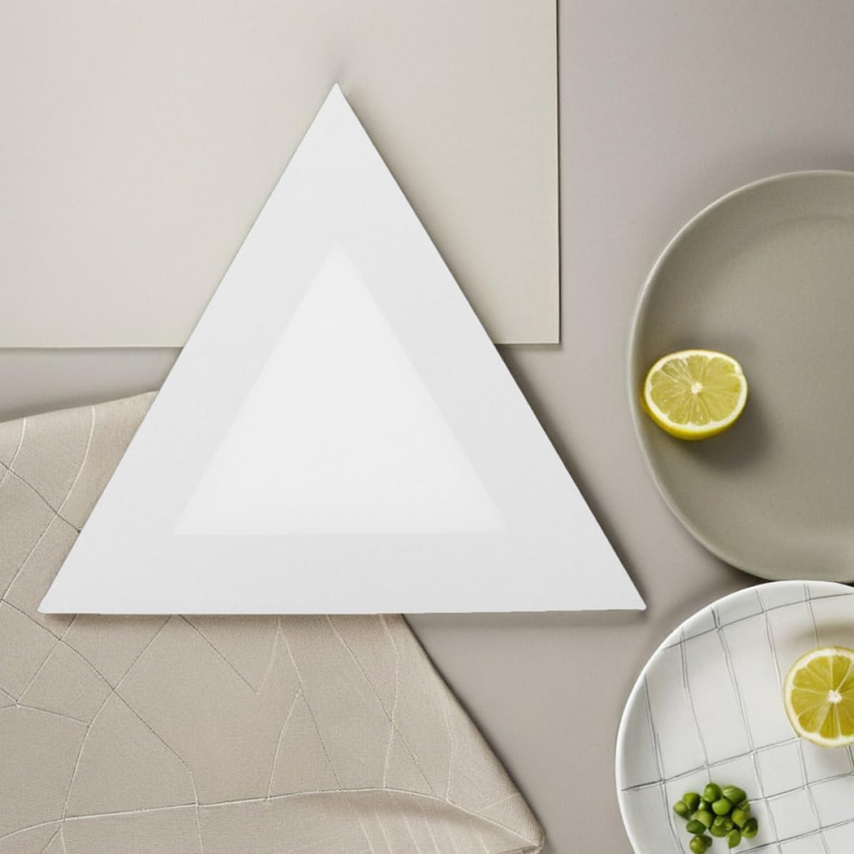 Lienzo Triangular para Pintar, Marco de Madera, 2 Piezas en Color Claro