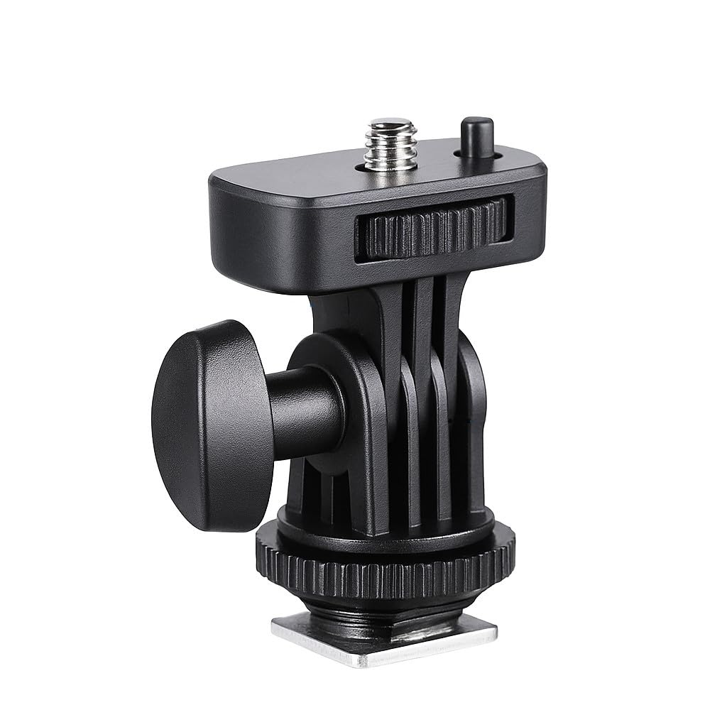 Universal Swivel Hot Shoe Mount Adapter with 1/4" Screw – Adjustable Cold Shoe Adapter for DSLR Camera, Tripod, Monitor, LED Light, Microphone – Durable ABS & Metal Construction (Pack of 1)