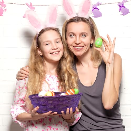 MQIAN 4 Stück Osterkörbchen mit Deko Gras,Osterkorb Zum Befüllen mit 120g Ostergras,Osternest Korb,Ostern Deko,Ostern Geschenkkorb für Ostern Dekoration