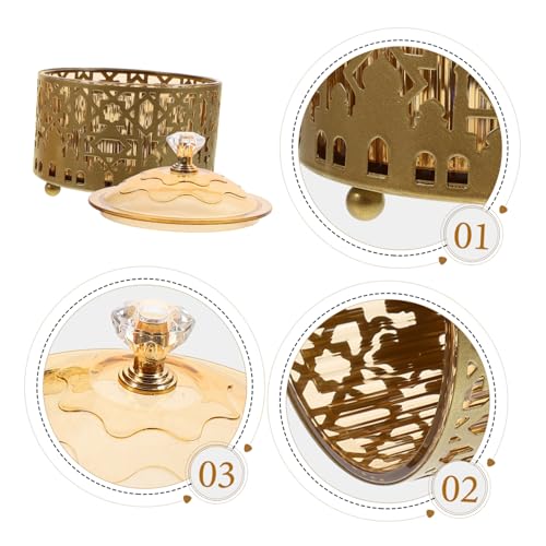 Bandeja de metal de Ramadán PRETYZOOM de 2 piezas para dulces y joyas 8