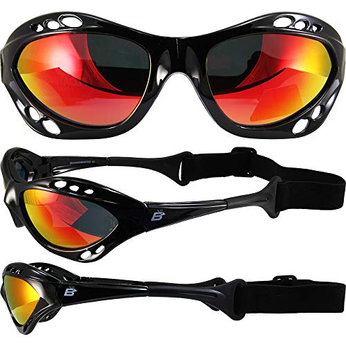 Birdz 3 Pairs of Seahawk Polarized Padded Sunglasses - Black Frames with Smoke, Blue & Red Lenses2