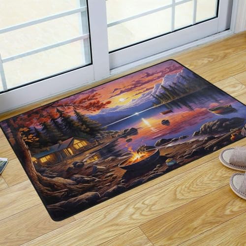 UMIRIKO Lake Camping Sunset Landscape Kitchen Rug Mats Anti Fatigue Non Slip Mats Kitchen Mats for Floor Kitchen Decor 36x24 Inch 202a6353