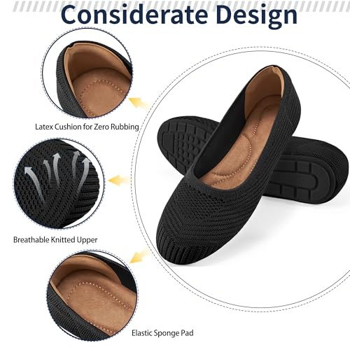 Flats for Women Ballets Shoes: Comfortable Knitted Dressy Work Flats - Ladies Wedding Flat Casual Shoes4