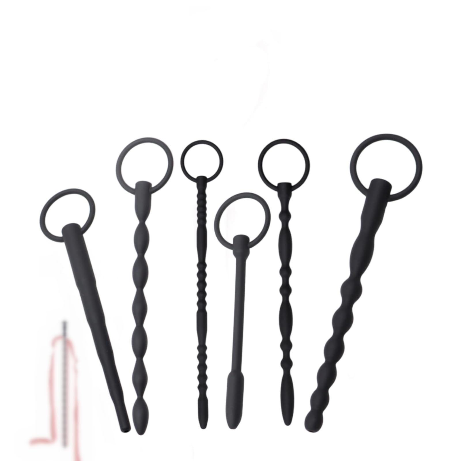 Men's Flexible Hollow Fitness Rod Black Lightweight Urethral Probe 6 Types of Workout Accessories-ukhlM34 (6PCS)