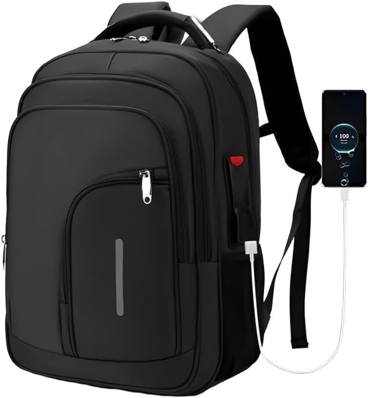 Mochila Masculina Executiva Grande Reforçada para Notebook Trabalho, Viagem e Escola Design Antifurto, Impermeável, com Cabo de Aço, Saída USB e Fone, Conforto Segurança e…