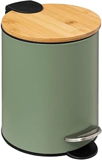 Five Kosmetikeimer aus Metall, Khaki, mit Bambusdeckel, 3 l, Grün