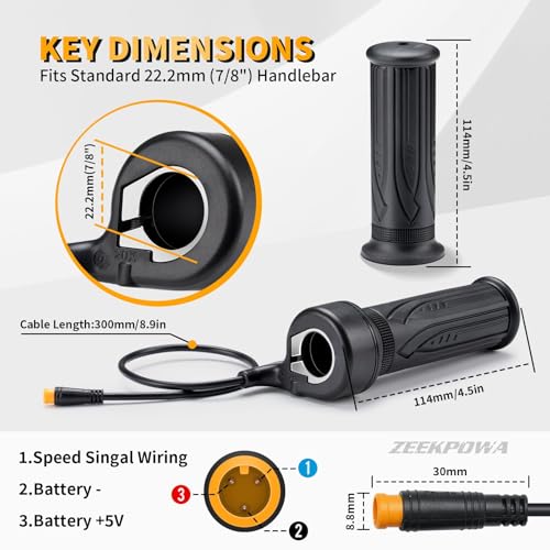 Image of Zeekpowa Thumb Throttle Twist Throttle for Bafang BBS01B /BBS02B /BBS-HD Mid Drive Motors 3-Pin Female Connector eBike Conversion Kit Accessory