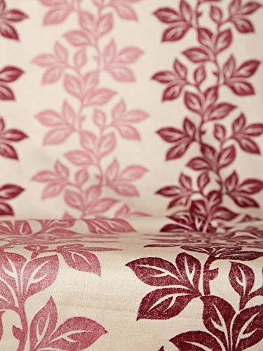Image of Cortina Durable & Stylish Premium Floral Design 100% Polyester Curtains - Metal Grommets - Easy Fitting Over Window - Bedroom Living Room Kids Room Hall Kitchen - 7 Feet Set of 1 - Maroon 2