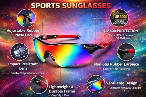 Image of Zynic Men's Stylish Sports Sunglasses with Case| UV400 Protection Classic Wrap Around Googles |Sports Shades for Driving,Cyclining Outdoor & Travel