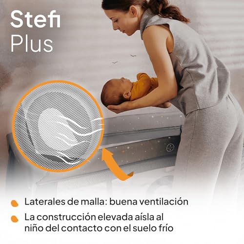 Miniatura 5 de Lionelo Stefi Plus Cuna De Viaje Para Bebé Con Puerta Lateral, Colchón De Espuma T25 Premium, Plegado Rápido, Bolsa De Transporte Y Ruedas Amarillo
