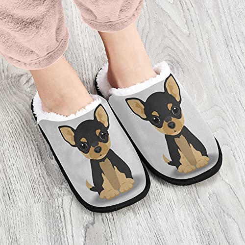 Dussdil Chihuahua Black Than Puppy Womens Mens Slippers Dog Home Spa Slippers Memory Foam Closed Toe Slipper Non Slip for House Hotel Bedroom Travel Shoes M2