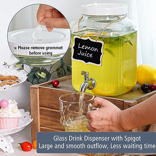 1 Pack 1 Gallon Glass Drink Dispensers For Parties