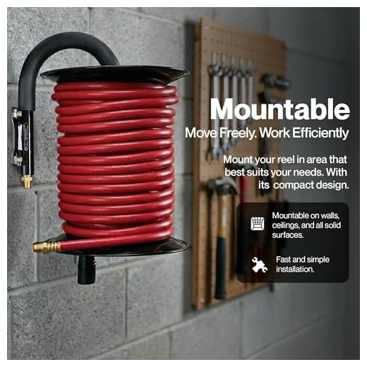 ReelWorks Hand Crank Hose Reel 100ft 300PSI