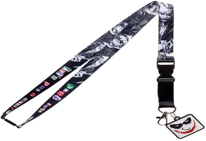 The Dark Knight Joker Let's Put a Smile Lanyard Keychain Holder with Joker Charm and ID Badge Holder