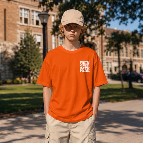 Image of Boys Faith Over Fear Shirt Christian Jesus T Shirts for Kids Religious Inspirational Bible Verse Graphic Tees Tops