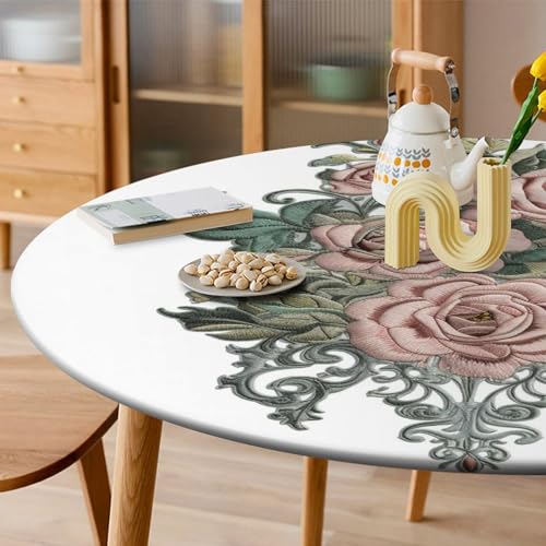 Nappe de cuisine ronde extensible infroissable et imperméable fleurie