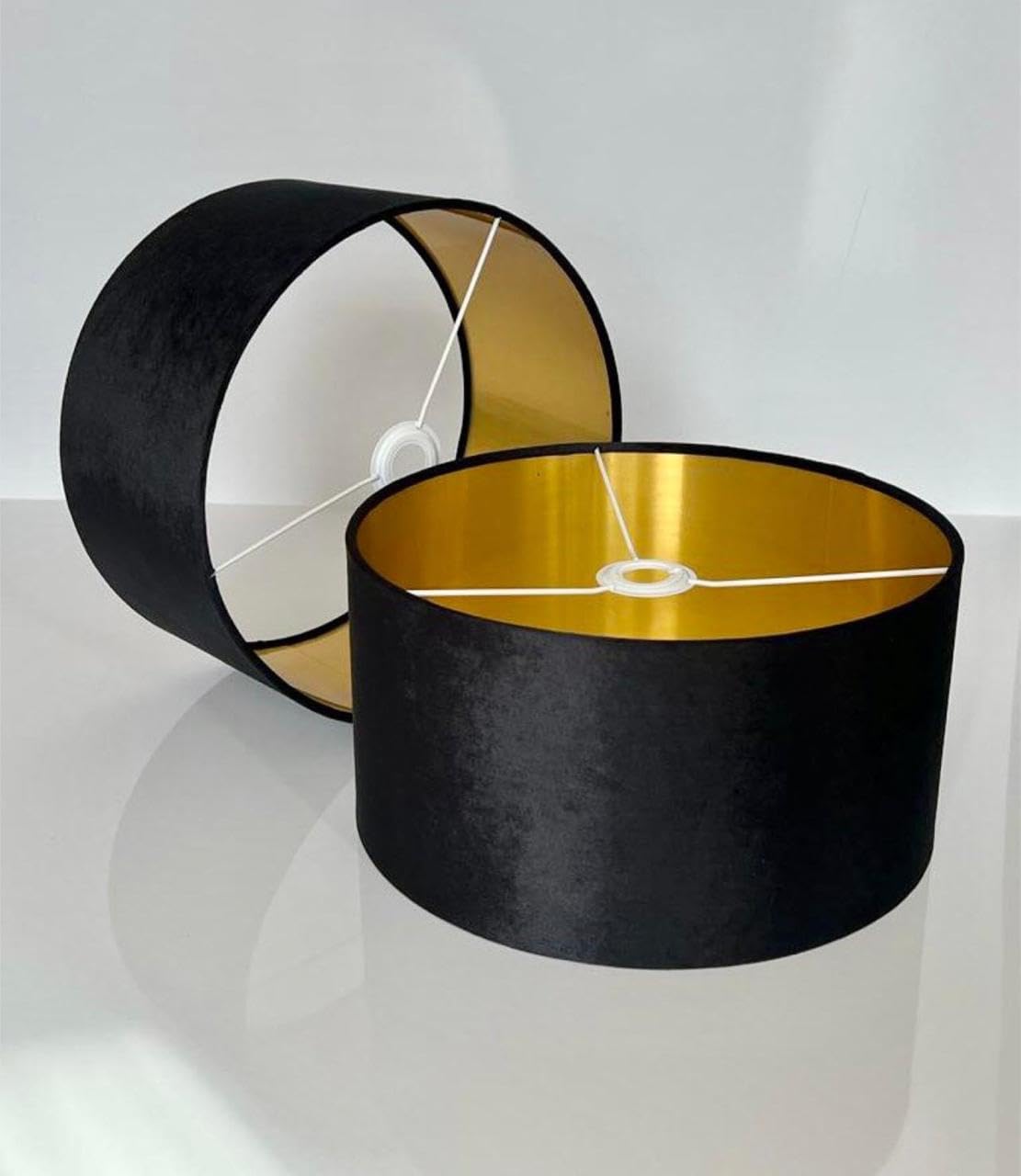 Shades By Woodpecker Black New Handmade By Order Velvet Drum Lamp Shade Ceiling Shade With Metallic Lining Of Gold,Silver Or Copper Lamp Shades Suitable For Ceiling And Tables