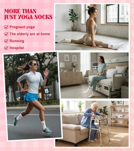 Image of yeuG Pilates Grip Socks for Women Yoga Slouch Socks with Grip for Barre Knee High Boot Socks Long Scrunch Slipper Socks
