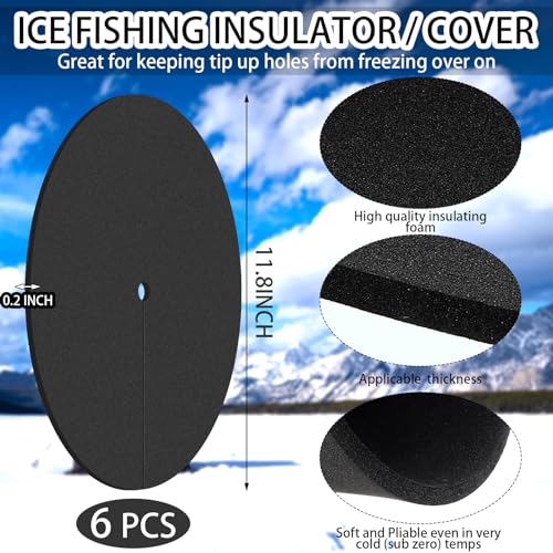 image for Blueweenly 6 Pcs Ice Fishing Hole Covers 12 Inch Foam Ice Fishing Tip 