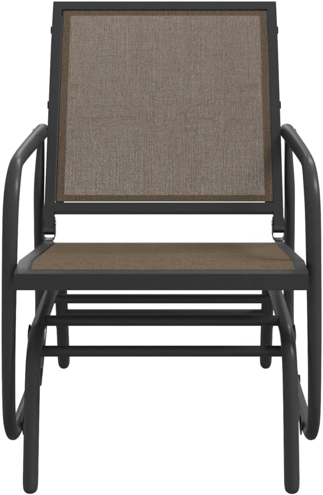 Garden Glider Chair Set of 2 Brown Textilene & Steel Medium for Patio and Balcony, Durable Steel Frame with Comfortable Breathable Seating for Outdoor Relaxation