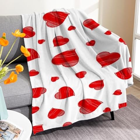 Flannel valentines day blanket, Warm fuzzy throw blankets for women, Super Soft valentines blanket throw, lightweight Blanket Prints Throw for couch bed Sofa Office, Gifts for Mom Girlfriend(Style 2,3 Cover