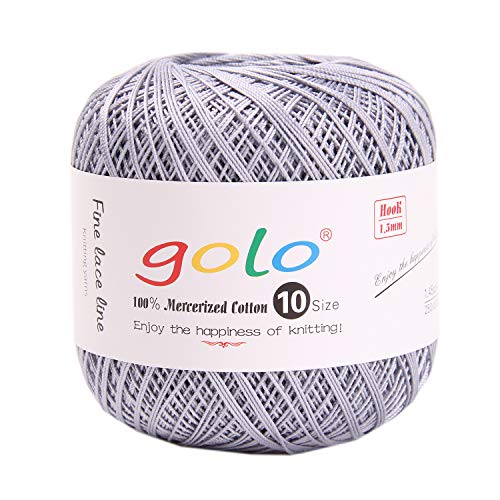 Image of goloCrochet Thread Balls Size 10 Cotton Thread Yarn for Crocheting Bright Silvery Grey Yarn 666
