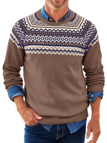 Runcati Herren Pullover Weihnachten Strickpullover Rundhals Fair Isle...