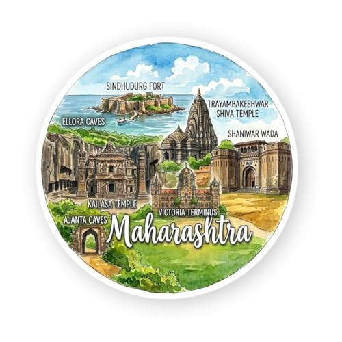Image of Maharashtra Textured Finish Acrylic Fridge Magnet- UV Texture Printed, Stylish Multicolor Magnet for Fridge, Wardrobe & Metal Surfaces, Pack of 1 (Maharashtra 1)