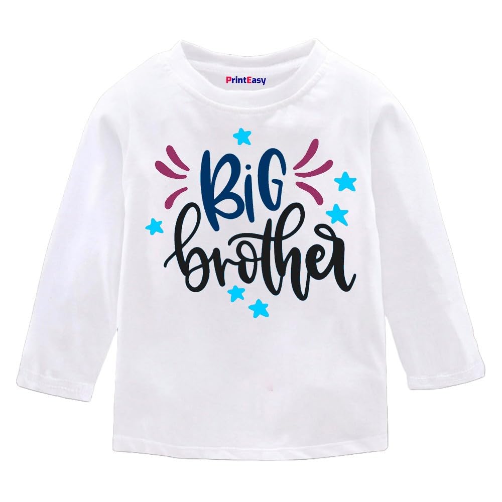 � Big Brother Cotton Round Neck Long Sleeve Regular Fit Unisex Kids T-Shirt for Boys & Girls (Design-91)