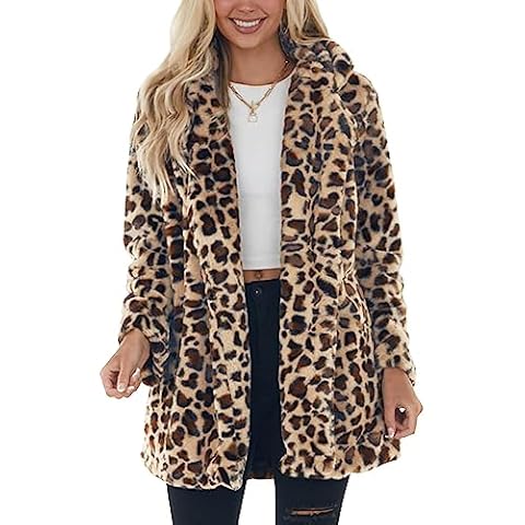 Omoone Women's Leopard Faux Fur Coat Cover