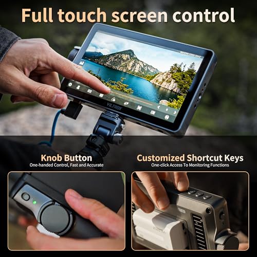 Image of VILTROX 7'' Camera Field Monitor 2800 Nits Touchscreen Camera Monitor, Full HD 1920x1080 Video Monitoring, 3D Lut, RGB Parade with Sunshade Hood and Battery for Sony Canon Nikon (DC-A1)